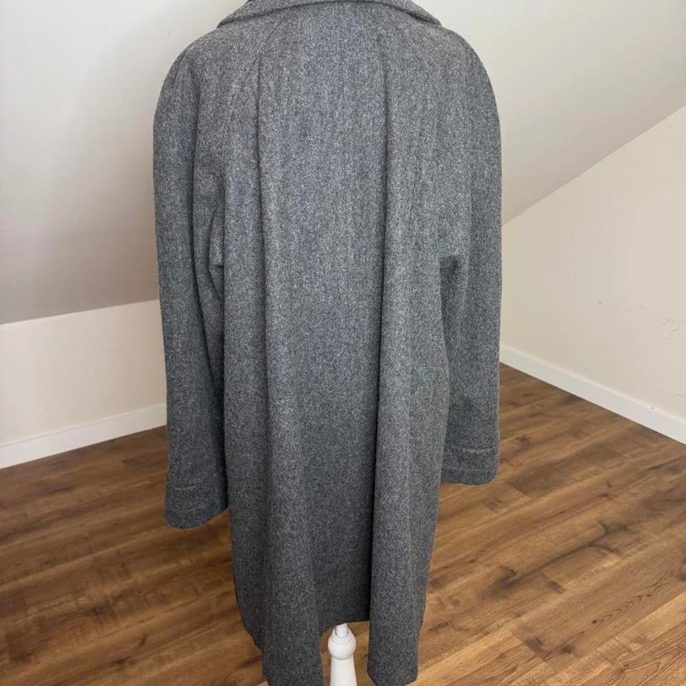 Vintage Jofeld Wool Swing Coat Gray Black Velvet Collar Oversized 90s Statement